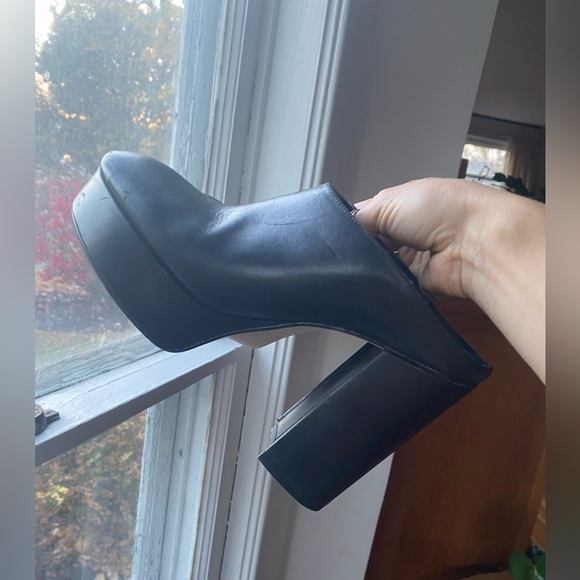 ALOHAS Revolve Clock out clog platform block heel mules black leather Spain - Picture 2 of 12